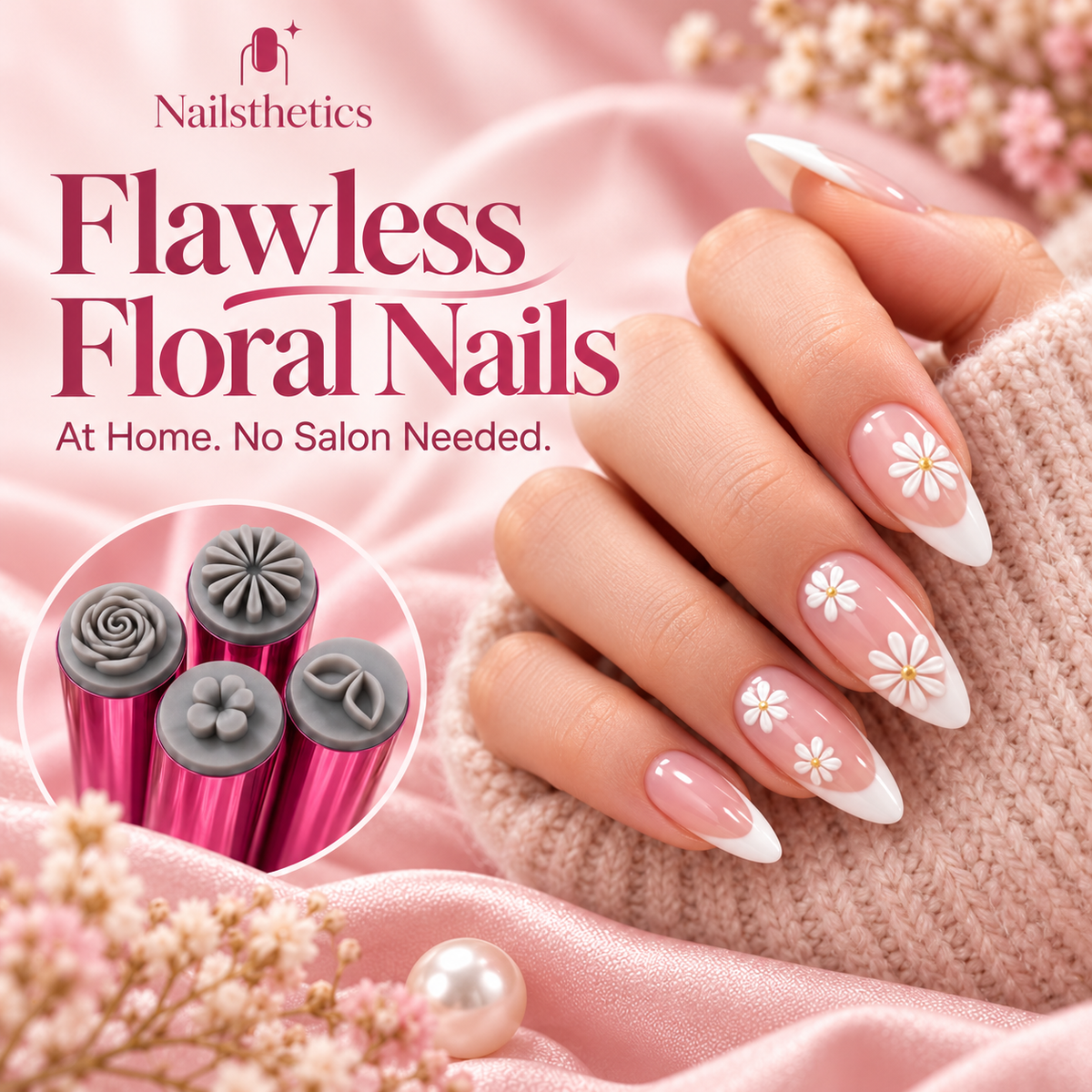 Flawless floral nails at home with the Nailsthetics stamp pen