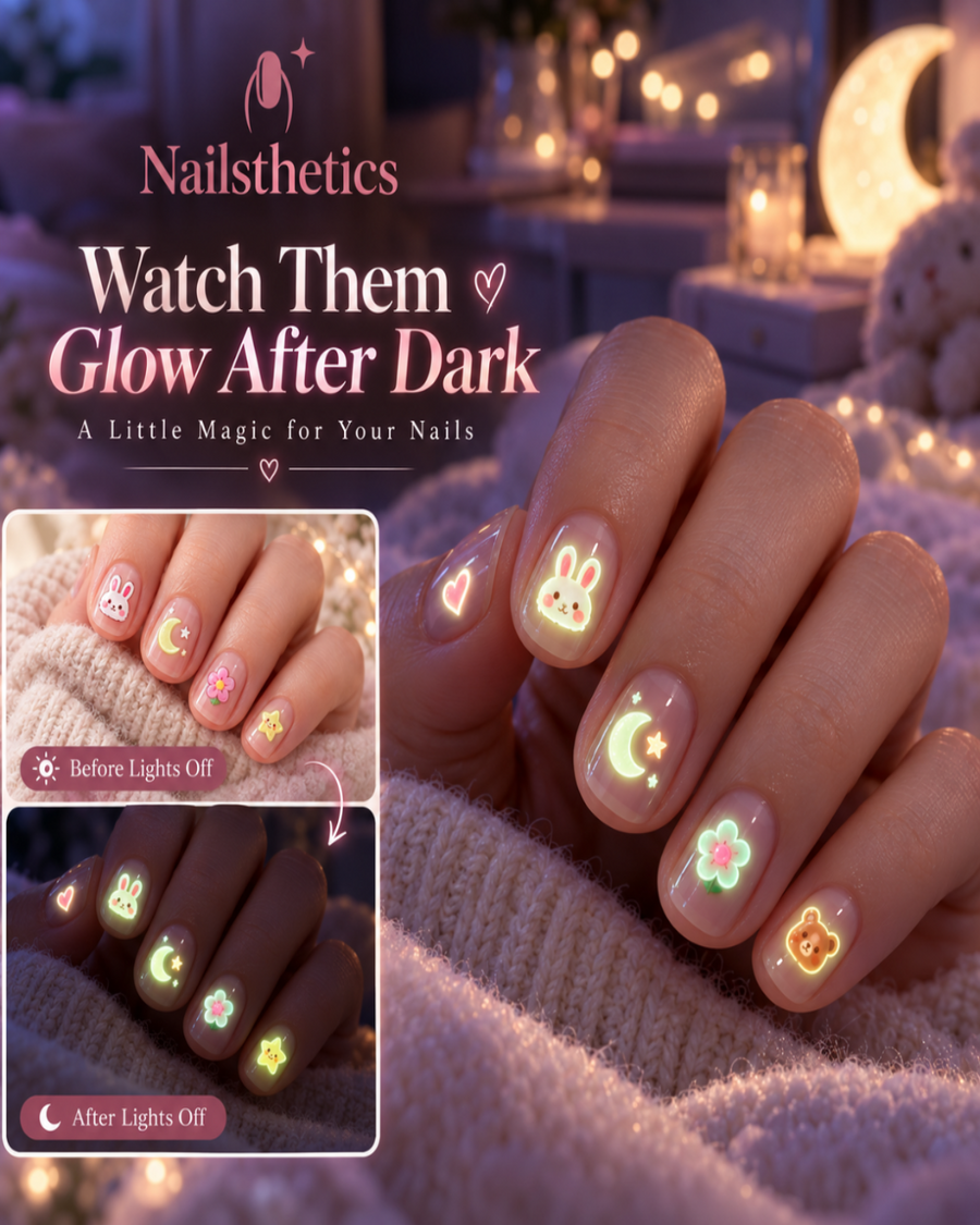 Nail stickers glowing in the dark