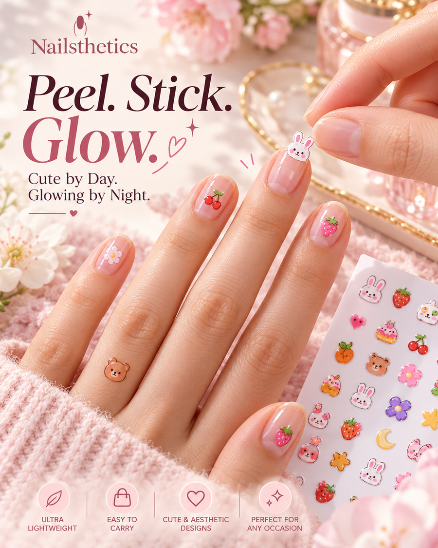 Applying a glow nail sticker
